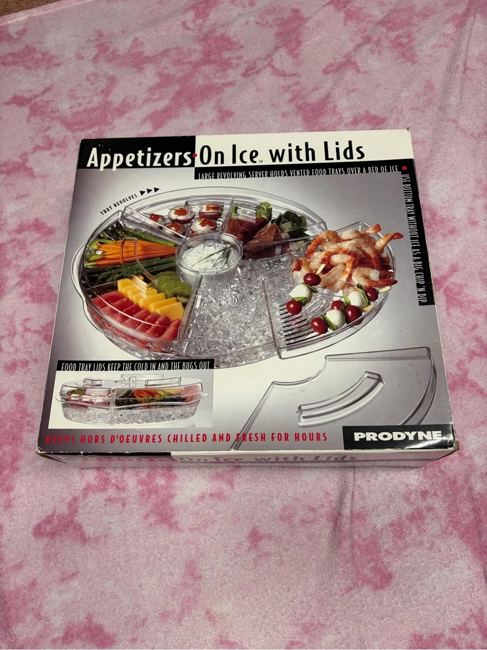 Prodyne Appetizers On Ice Revolving Serving Tray w/ Lids 3 Compartments